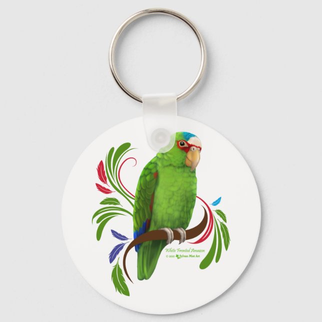 White Fronted Amazon Keychain (Front)