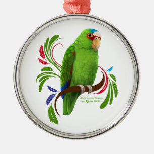 White Fronted Amazon Metal Ornament