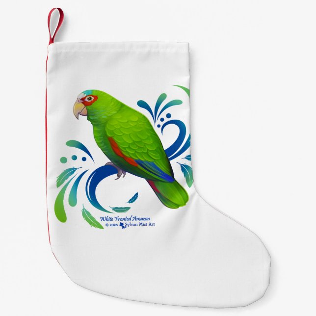 White Fronted Amazon Parrot Small Christmas Stocking (Front)