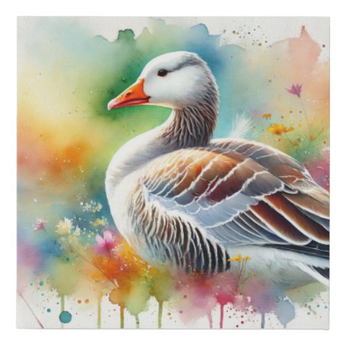 White Fronted Goose 080724AREF114 _ Watercolor Faux Canvas Print