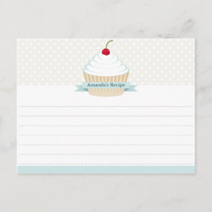 White Frosted Cupcake Recipe Cards