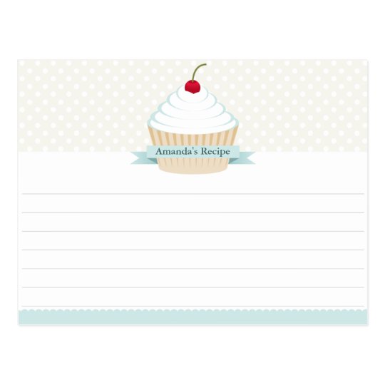 White Frosted Cupcake Recipe Cards