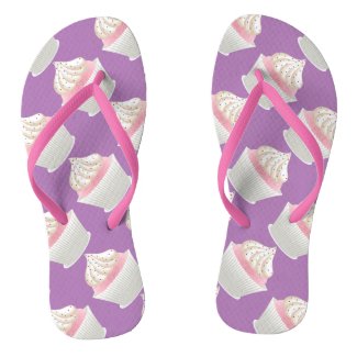 White Frosted Sprinked Cupcakes Flip Flops