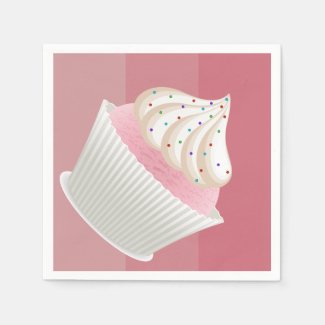White Frosted Sprinked Cupcakes Napkin