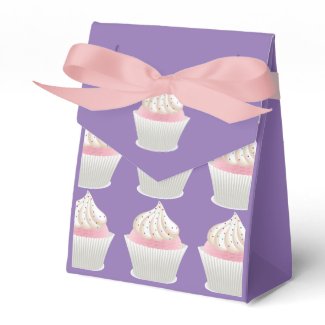 White Frosted Sprinkled Cupcakes Favor Box