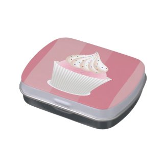 White Frosted Sprinkled Cupcakes Jelly Belly Candy Tin