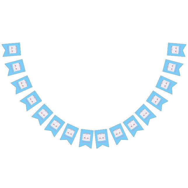 White Frosting Sprinkle Birthday Cake Bunting Flags (All)