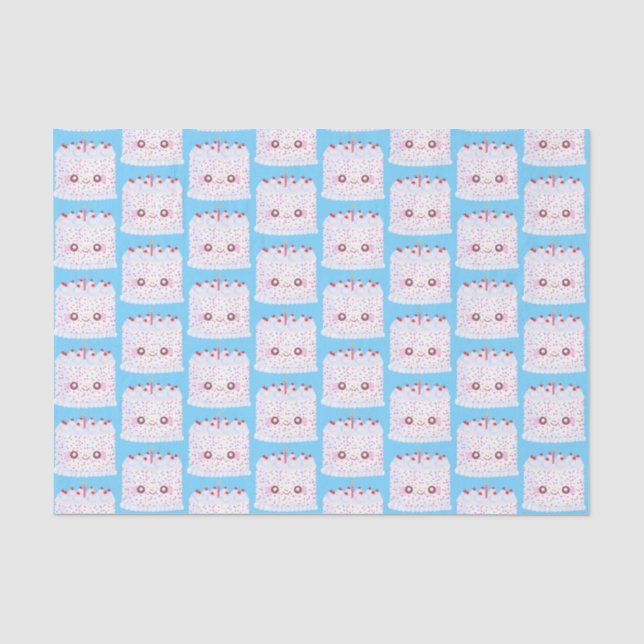 White Frosting Sprinkle Birthday Cake Tissue Paper (Front)