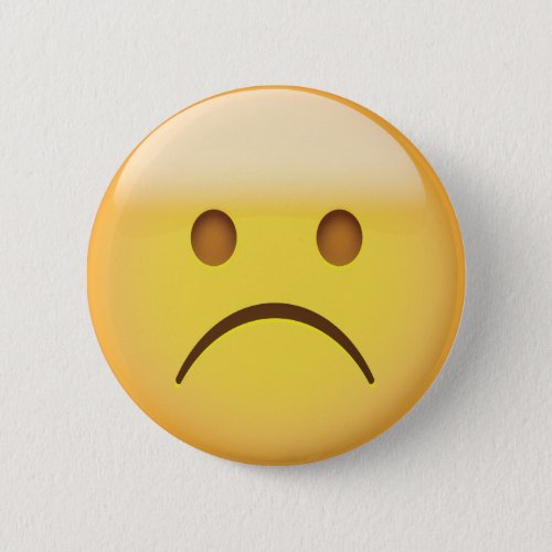 White Frowning Face Emoji Pinback Button