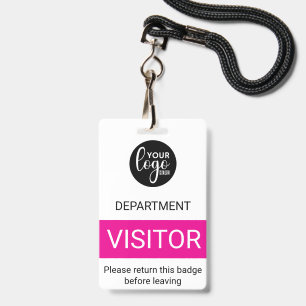 White Fuchsia Pink Logo Visitor Color Code Access Badge