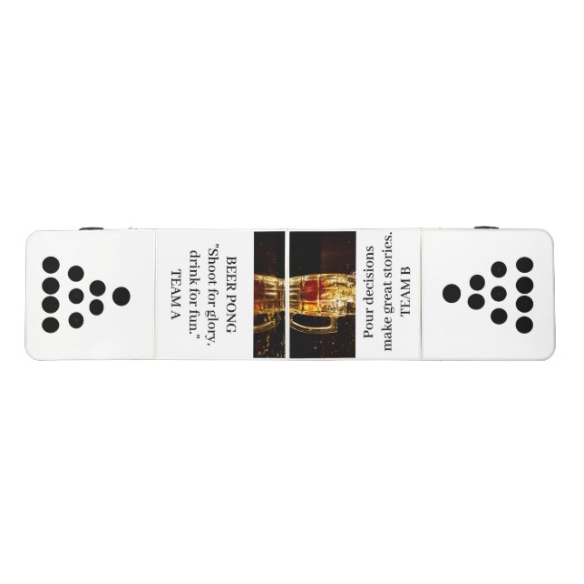 White  Fun quotes Custom Beer Pong Table (Top)