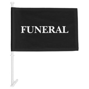 White Funeral on Black Car Flag