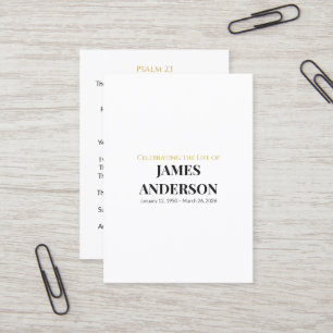 White Funeral Prayer Card Template   Psalm 23