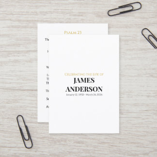 White Funeral Prayer Card Template | Psalm 23