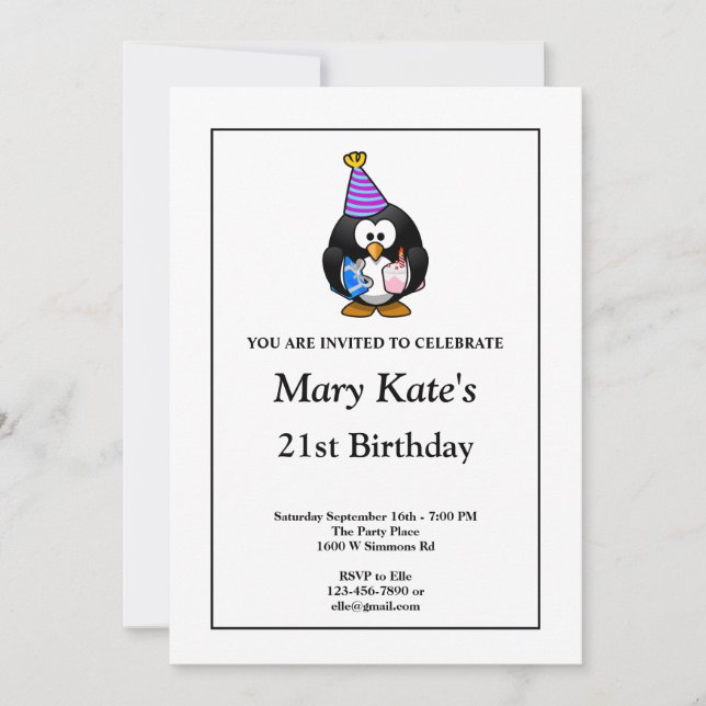White Funny 21st Birthday Party Invitation (Front)