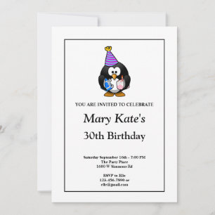 White Funny 30th Birthday Party Invitation