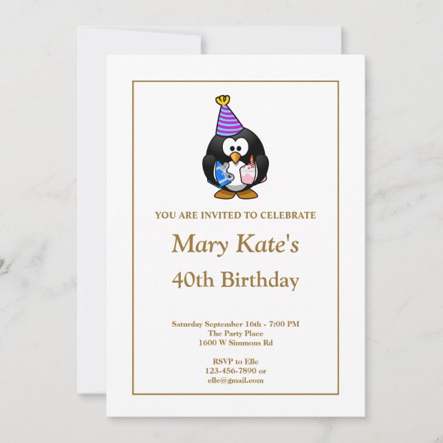 White Funny 40th Birthday Party Invitation (Front)