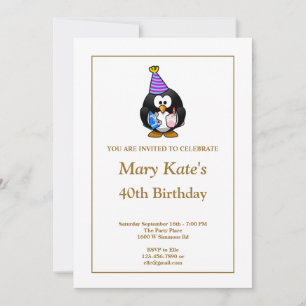 White Funny 40th Birthday Party Invitation