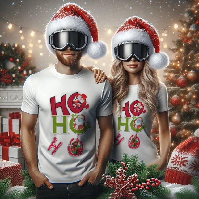 White Funny HO HO HO Retro Christmas Party T-Shirt (Creator Uploaded)
