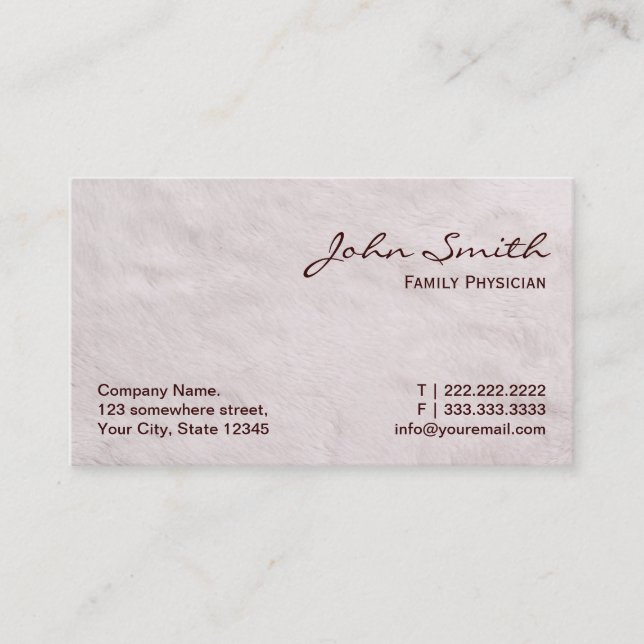 White Fur Family Physician Business Card (Front)