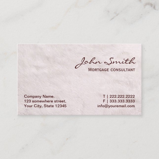 White Fur Mortgage Agent Business Card (Front)