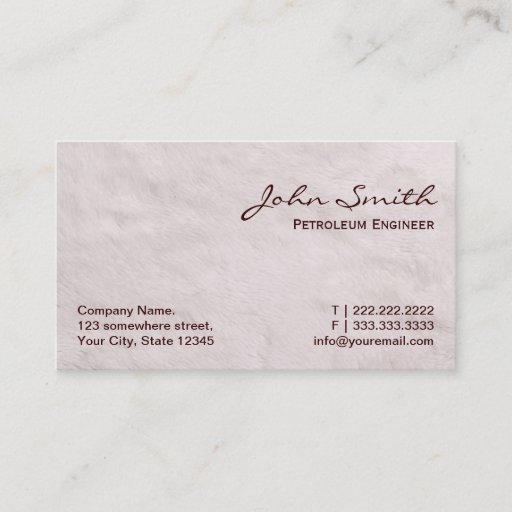 Customizable White Fur Petroleum Engineer Business Card