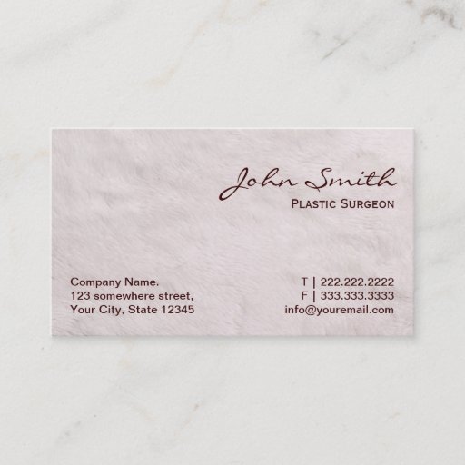 Customizable White Fur Plastic Surgeon Business Card