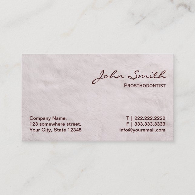 White Fur Prosthodontics Business Card (Front)