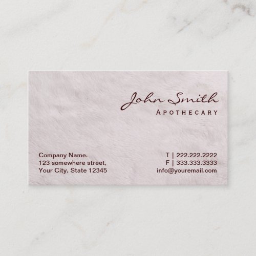 White Fur Texture Apothecary Business Card