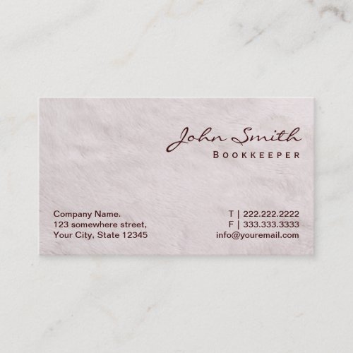 White Fur Texture Bookkeeper Business Card