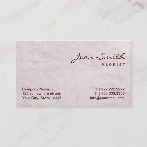 Customizable White Fur Texture Florist Business Card