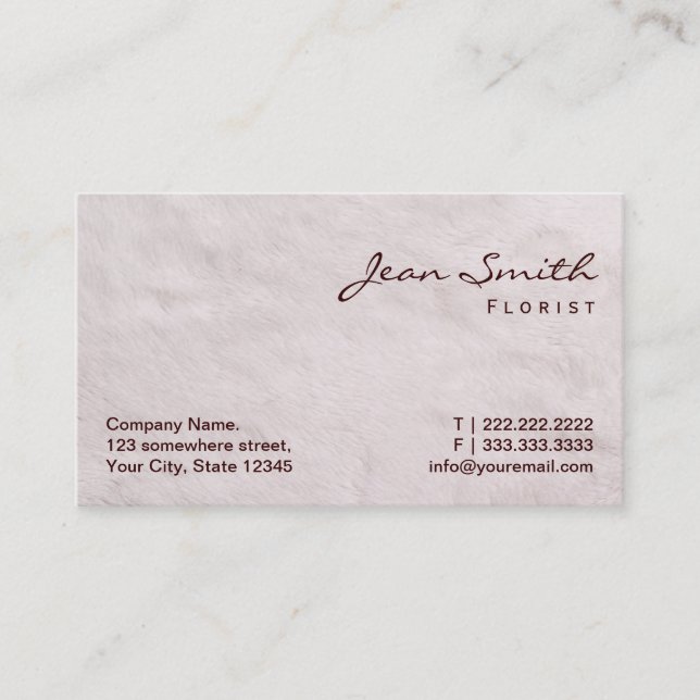 White Fur Texture Florist Business Card (Front)