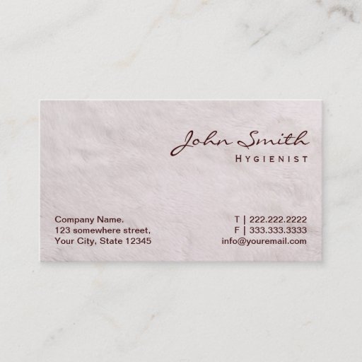 Customizable White Fur Texture Hygienist Business Card
