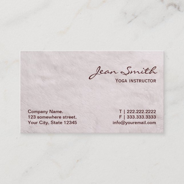 White Fur Yoga instructor Business Card (Front)