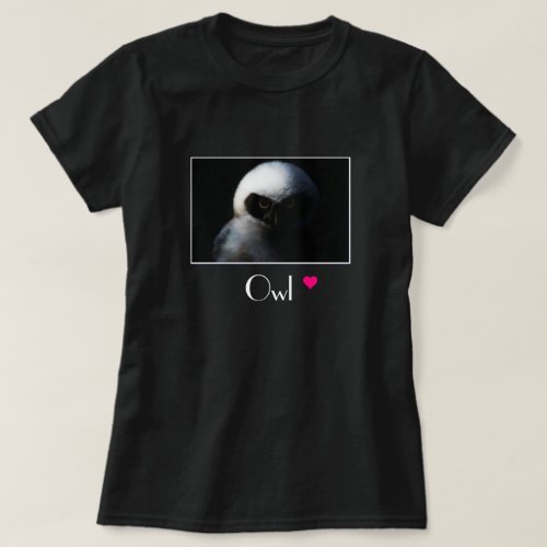 White Fuzzy Owl with Piercing Gaze T_Shirt