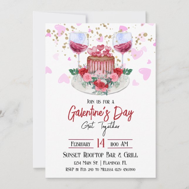 White Galentine's Day Invitation - Galentine Theme (Front)