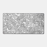 Topographic Contour White Gaming Mouse Pad XXL Geographic Map