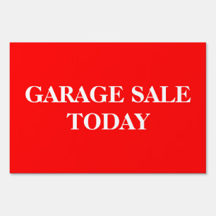 White GARAGE SALE TODAY on Red Sign