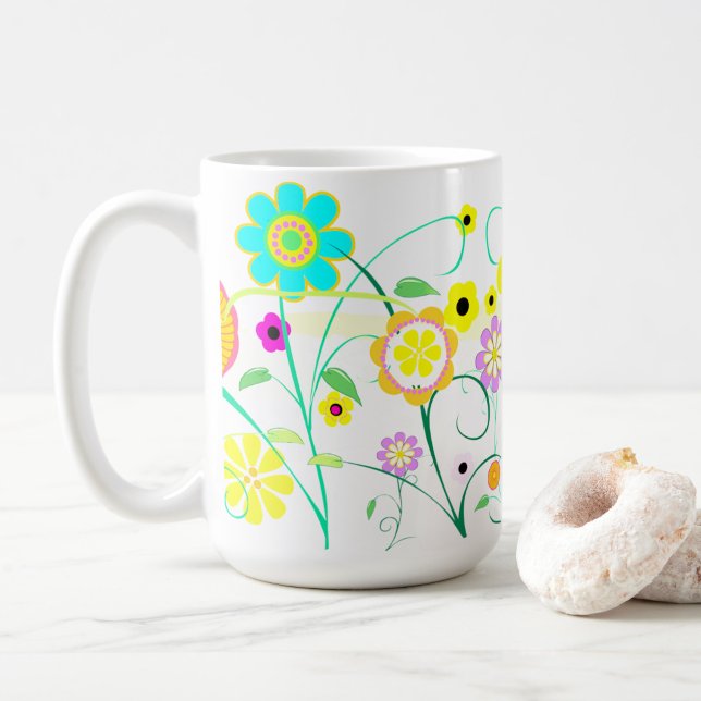 White Garden Coffee Mug ("A little burst of color for every sip")