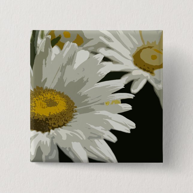 White  Garden Daisy Pinback Button (Front)