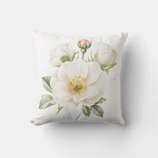 White Garden Flower Pillow Cover