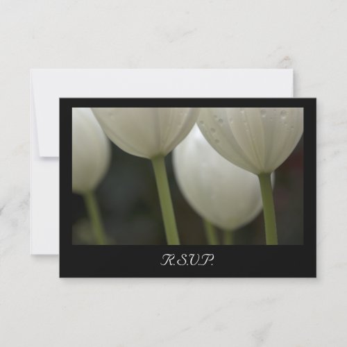 White Garden Tulips Spring Wedding RSVP Card