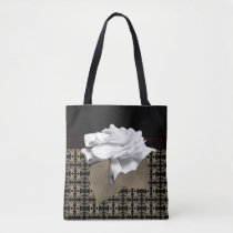 White Gardenia accent gold motif Tote Bag