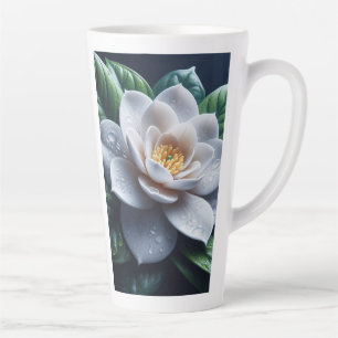 White Gardenia Floral Latte Mug