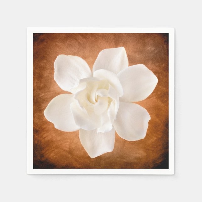 White Gardenia Flower Blossom Floral Napkins (Front)