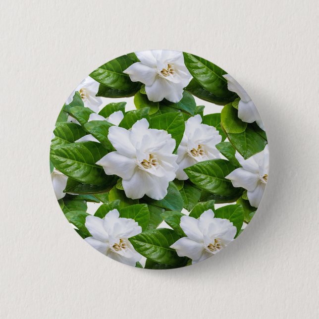 White Gardenia Flowers Button (Front)