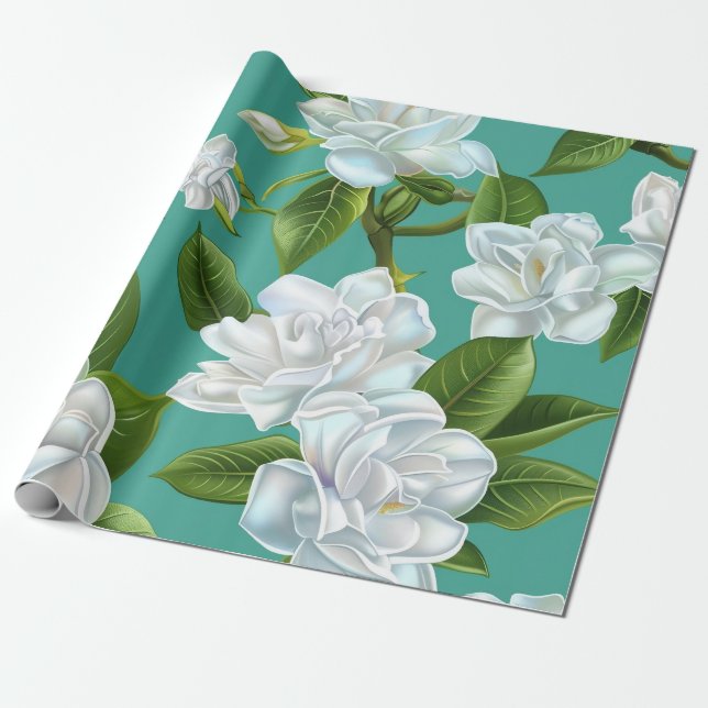 White gardenia flowers  wrapping paper (Unrolled)
