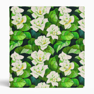 White Gardenias and Jade Green Leaves 3 Ring Binder