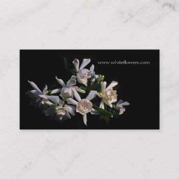 White Gardenias Floral Business Card by debinSC at Zazzle