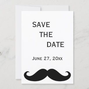 White Gay Wedding Save The Date Card Moustache